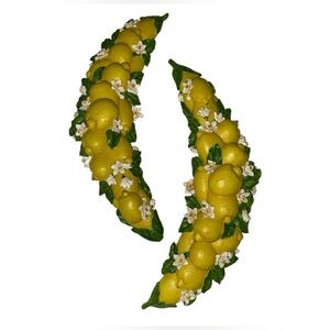2A* Realistic 3D Resin Lemon Wall Decor Set of 2 Painted Mediterranean Garlands